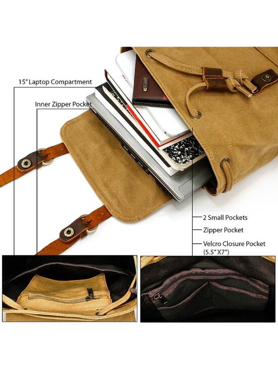 New Vintage Canvas Backpack – Casual Daypack for Men & Women, 15inch Laptop Bag main image 5